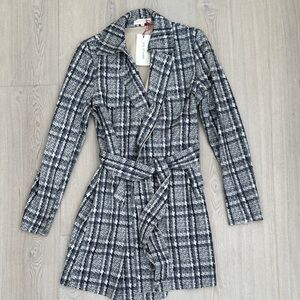 Solitaire Monochrome Checkered Coat